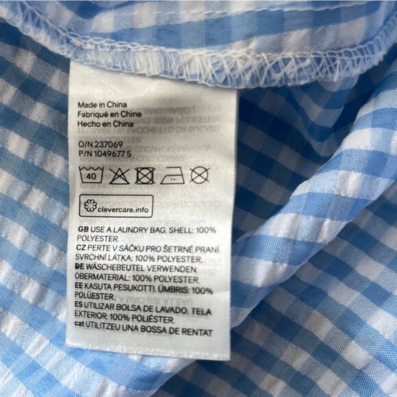 H&M Divided Blue White Cut Out Gingham Dress size Medium Searsucker - Picture 11 of 11